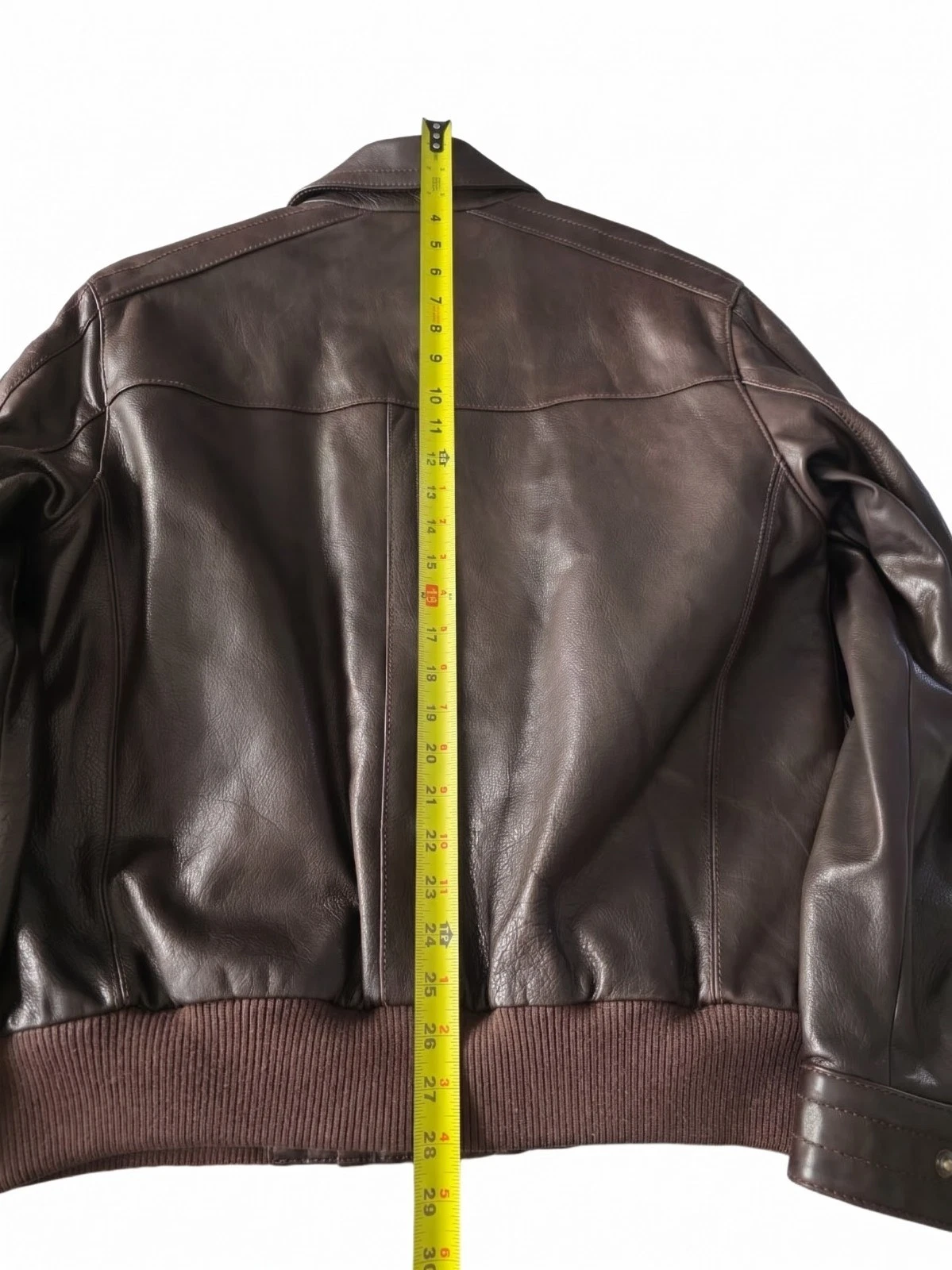 Marc New York  Men's Brown Leather Bomber Jacket Quilted Lined Sz M image 5
