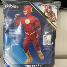 Deluxe Muscle Chest The Flash Kids Halloween Costume M 7-8 AWESOME 3 pieces