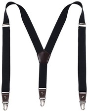 Suspenders for Men with Snap Hooks Heavy Duty Adjustable 1.4 inches Wide Black