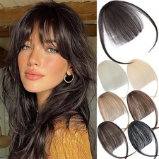 Clip in Bangs 100 Human Hair Wispy Fake Bangs Fringe with Temples Hairpieces