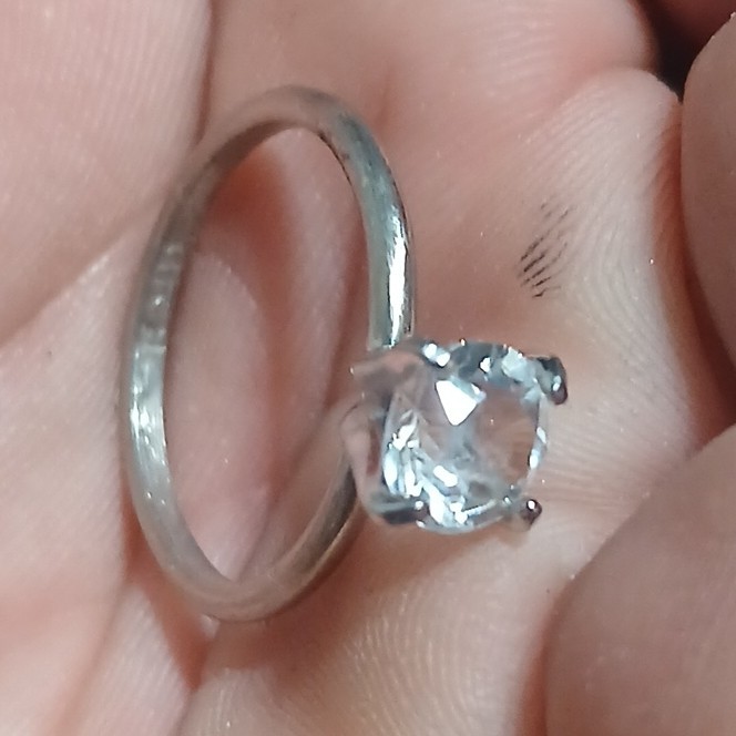 Sterling Silver Prong Set Solitaire Engagement Ri… - image 4