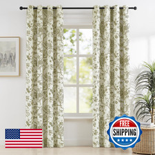 Melodieux Vintage Floral Blackout Cotton Curtains For Patio Door Living Room