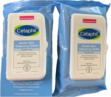2 Pkg- Cetaphil 25 ct Ea Gentle Skin Cleansing Cloths Sensitive Skin Ultra Soft
