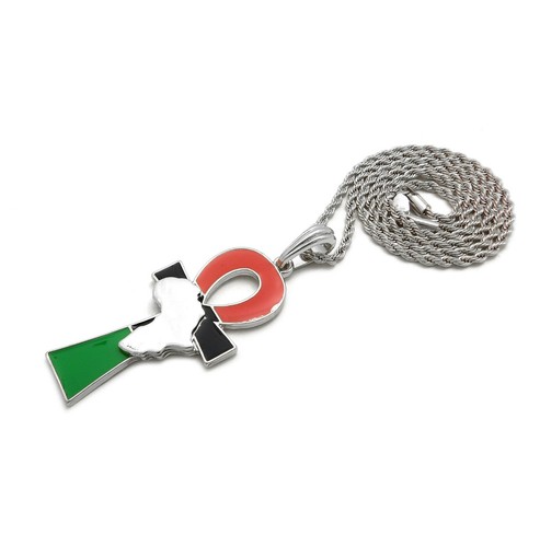 Ankh Kreuz & Afrika Karte Anhänger 24" Box, Seil, kubanische Kette Mode Halskette XSP827 - Bild 18 von 31