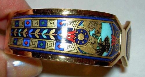 MICHAELA FREY WILLE Greco-Roman Lion Zeus 24K Enamel Contessa Bangle Bracelet - Picture 7 of 10