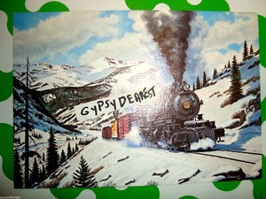 CHRISTMAS CARD RAILROAD TRAIN LEANIN' TREE MOFFAT MALLEY MOUNTAIN CLIMBER