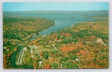 West Grand Lake Aerial View Camps Grand Lake Stream Maine ME c1950s Postcard