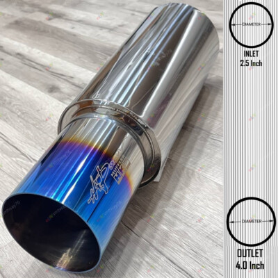 HKS HI-POWER UNIVERSAL SINGLE EXHAUST MUFFLER TITANIUM Inlet 2.5Outlet 4.0Inches