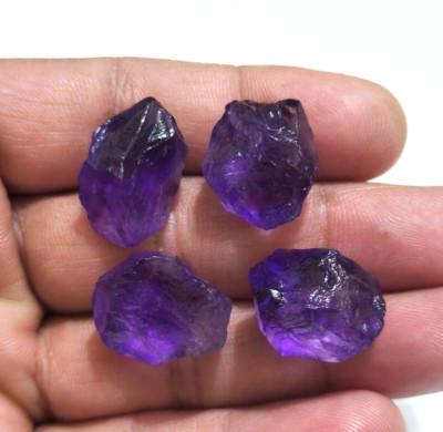 Attractive Purple Amethyst Rough 4 Pcs 18-23 mm Size Loose Gemstone For Jewelry