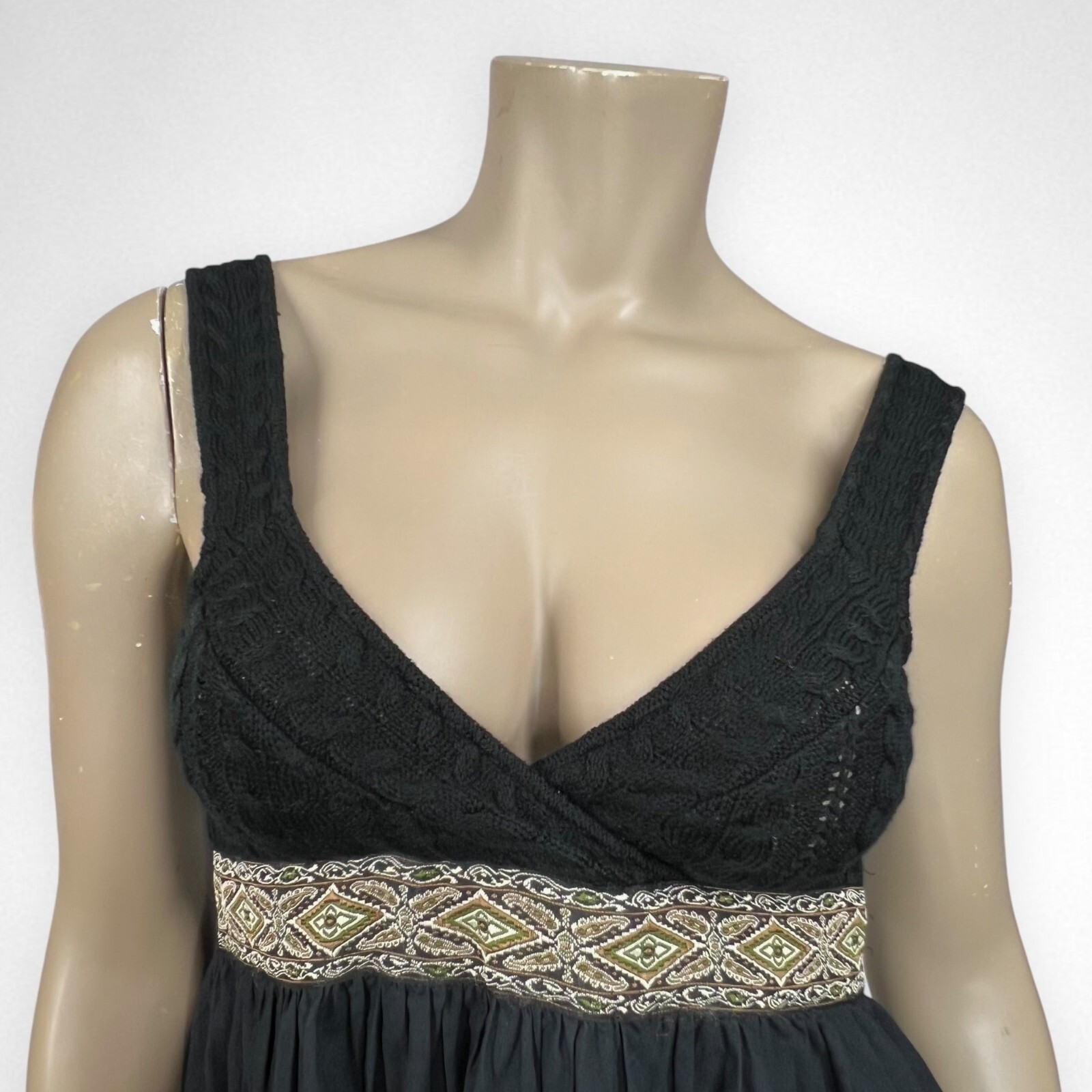 FREE PEOPLE Small Embroidered Black Sleeveless Dr… - image 4