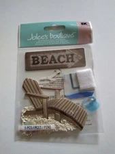Crafts Stickers Jolee's Beach Sign Arrow Sea Gull Wood Chair Sand Towel