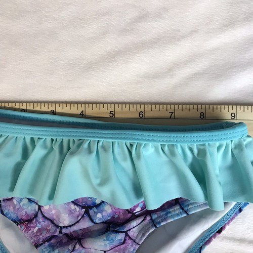 Two Piece Swimsuit Rash Guard Girl’s Size XL Multicolor Round Neck Long Sleeve - Picture 7 of 13