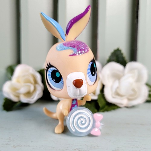 Littlest Pet Shop Sweetest Purple Swirl Glitter Tan Kangaroo #3041 Blue Eyes LPS - Picture 5 of 5