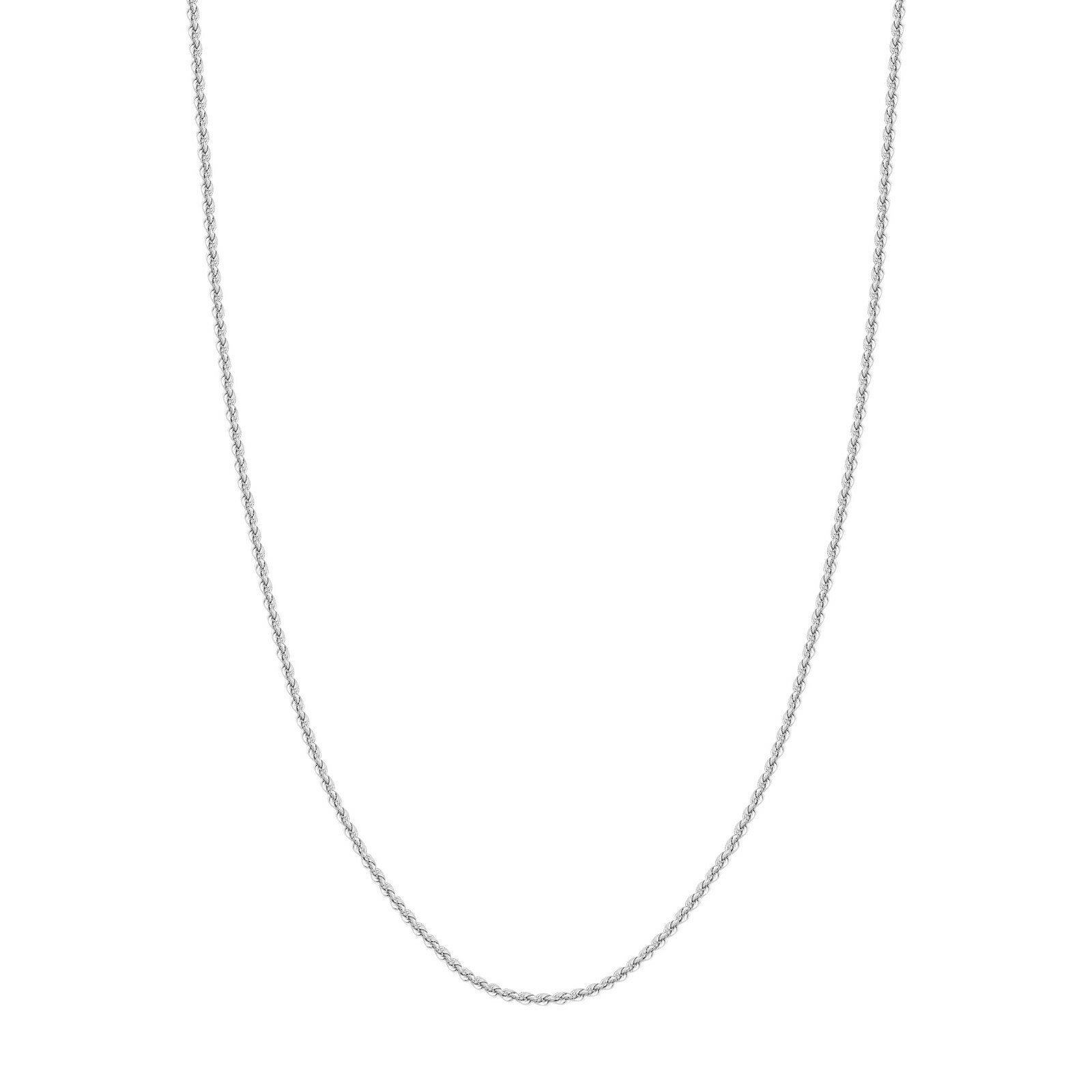 2.3mm Twisted Rope Chain Necklace Real 14K White Gold Hollow