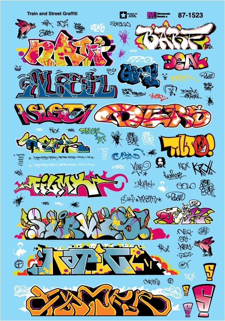 Set 15 Decalcomanie Graffiti Per Modellismo Ferroviario – Scala HO – Fusion Scale Graphics