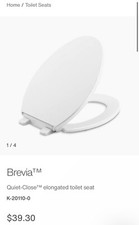 K-20110-0 Brevia Elongated Toilet Seat with Grip-Tight Bumpers, Quiet-Close Seat