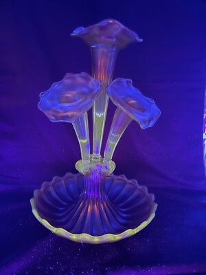 Large Antique Pink Carnival Manganese Glass Epergne | eBay