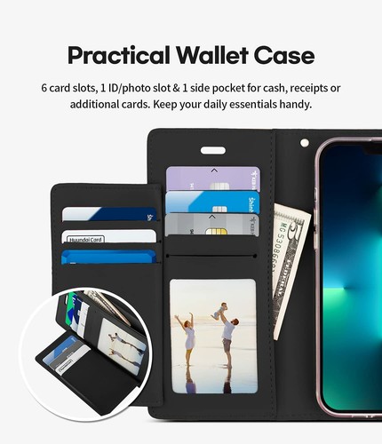 Wallet Leather Flip Case Cover For iPhone 15 14 11 13 12 Pro XS Max XR Plus X - Picture 3 of 61