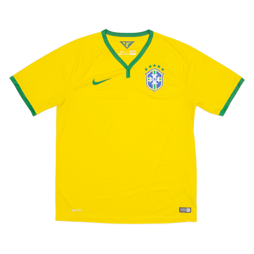 NIKE BRASILIEN FC Herren Fußball Shirt Trikot Gelb V-Ausschnitt L