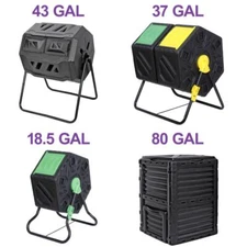 18.5/37/43/80 Gallon Composting Tumbler Rotating Outdoor Garden Compost Bin