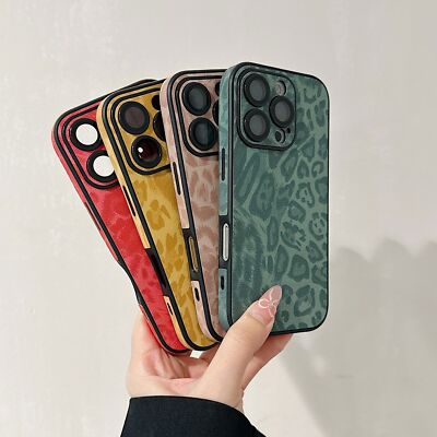 For iPhone 15 16 Pro Max 14 Plus 13 12 11 X 8 7 SE Cute Leopard Print Girl Case