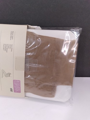 H&M Mama Maternity Tights front panel gusset Semi Shiny Beige MEDIUM 2 pcs NEW - Picture 9 of 9