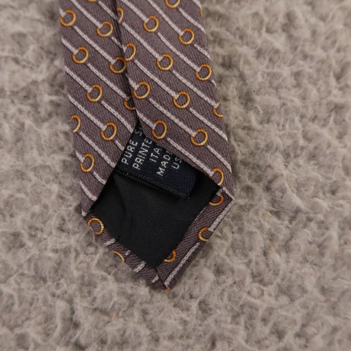 Brooks Brothers Tie Gray Orange Silk Makers Printed in Italy Made in USA 3.75" - Picture 6 of 9