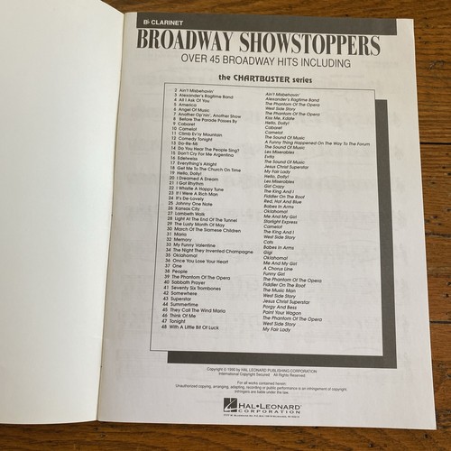 Broadway Showstoppers: clarinetto B 45 successi canzoni opera fantasma musica Hal Leonard - Foto 3 di 4