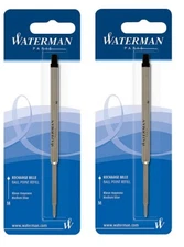 2 Packs, Genuine Waterman Ballpoint Pen Refills, Sealed Packs, Medium Point