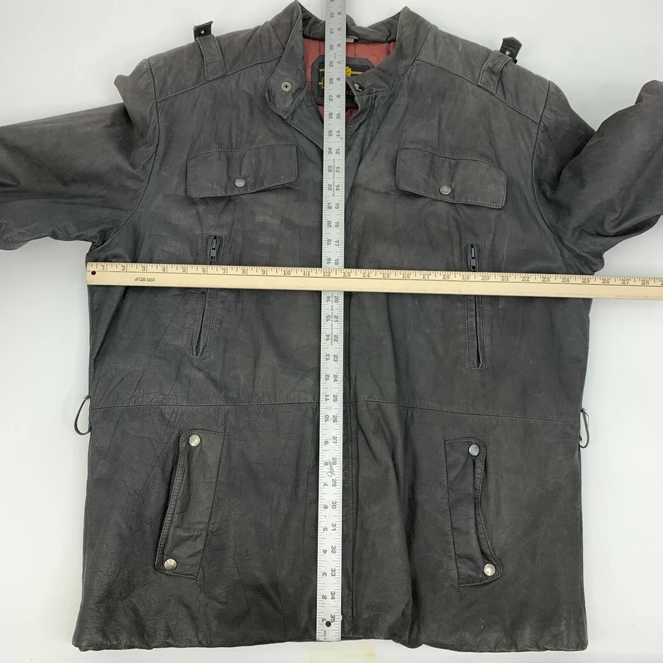 Vintage Fidelity Leathers Bomber Jacket Men's Size 46 Gray Full Zip Biker Riding - Image 4 of 4