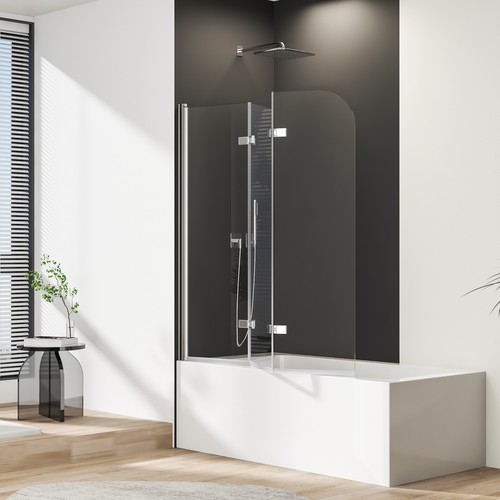 Badewannenaufsatz Faltwand ESG 2 teilig Duschwand Dusche Glas Nano Faltbar - Bild 2 von 14