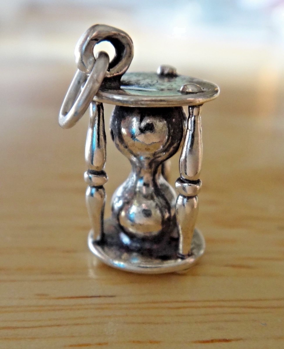 Charme Bracelet Sablier Vintage En Argent Sterling 925 - 3,1g - 2,0cm - Occasion