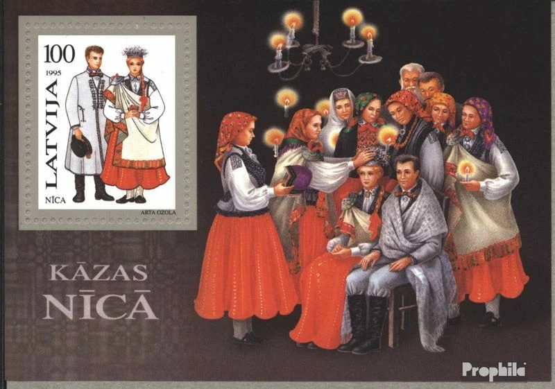 Letonia Bloque 6 nuevo 1995 trajes regionales - Imagen 1 de 1