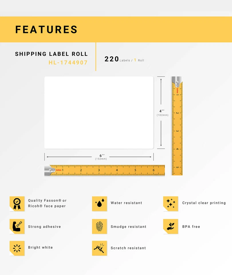 DYMO LW 1744907 4XL 4x6 (4"x6") Direct Thermal Labels - (10) Rolls of 220 - Image 4 of 4