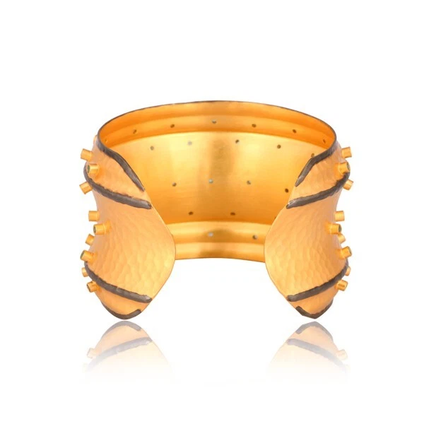 Brazalete brazalete ancho multi piedra chapado en oro de 18k esmeralda joyería de moda Foto 3 de 4