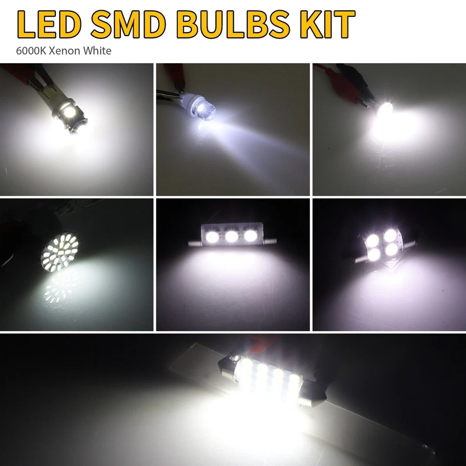 New 42PCS White Car Interior Combo LED Map Dome Door Trunk License Plate Light Foto 3 de 4