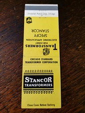 Vintage Matchbook: Stancor Transformers, Chicago, IL