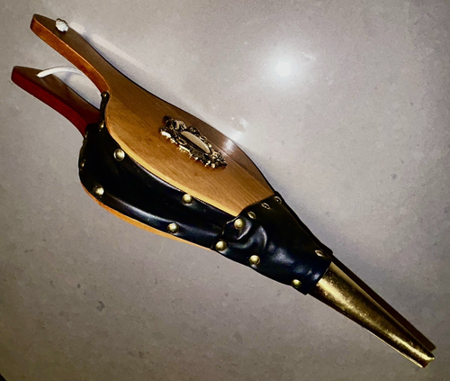 Vintage Wood & Leather Fireplace Bellows With Brass Crest...and Free Shipping!