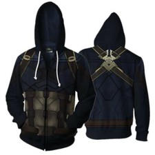 Avengers 4 Captain America Hoodie Sweatshirt Zipper Coat Jacket Cosplay Costume