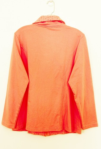 D & Co. Orange Zip Up Track Jacket Women M Eyelet Lace Pockets L/S Casual Gym - Picture 4 of 6