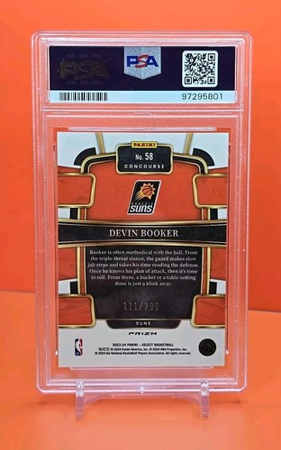 🟠🟣🟠 2023 SELECT DEVIN BOOKER #58 LIGHT BLUE PRIZM 111/299 PSA 10 💎MINT🟠🟣🟠 - Picture 2 of 2