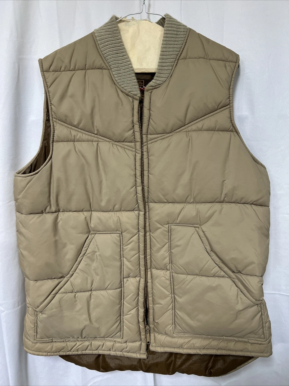 Vintage Walls Blizzard Pruf Vest Insulated Tan Puffer Made in USA No Tag/size