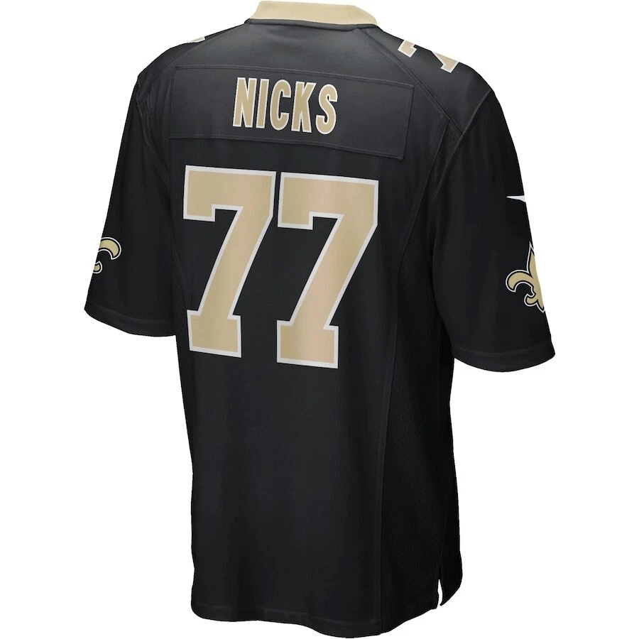 Camiseta deportiva del juego de la NFL New Orleans Saints Carl Nicks #77 Nike negra 2025 retirada Foto 3 de 3