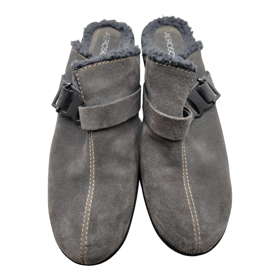 Zapatos en aerosoles para mujer talla 8,5 gris remachado gamuza zuecos piel sintética mulas Foto 3 de 4