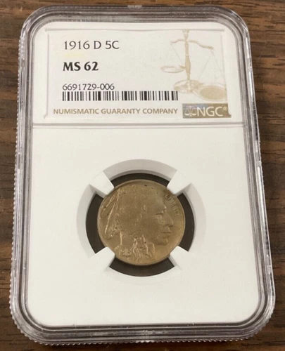 1916-D Buffalo Nickel NGC MS 62