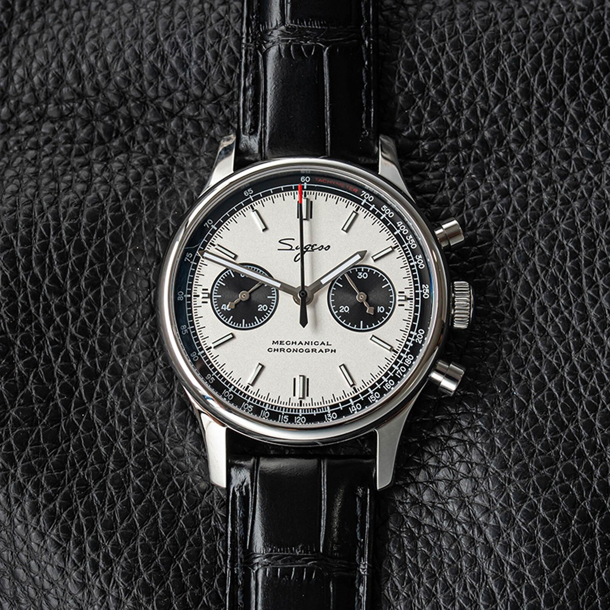 Sugess Chrono Heritage SWANNECK Panda Dial Chrono Watch SEAGULL 