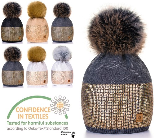 Mujeres Damas Invierno Gorro Sombrero Cálido Tejido Con Imitación Grande Pom Pom Sombrero Cálido - Imagen 9 de 24