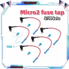 5/10Sets Micro2 Fuse Tap Mini Fuse Holder ADD-A-CIRCUIT Blade ATR 15A fuse 16AWG