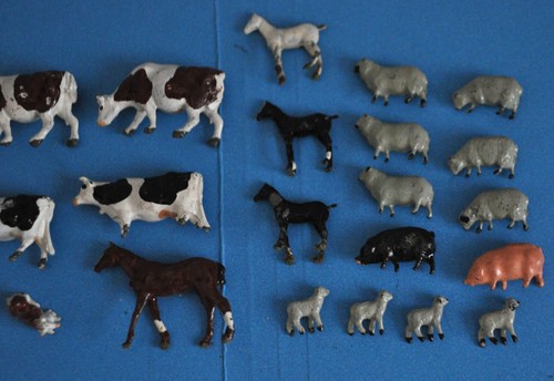 Lote de (27) animales de granja de metal HO para diseños/dioramas/aldeas Putz - sin caja - Imagen 2 de 3