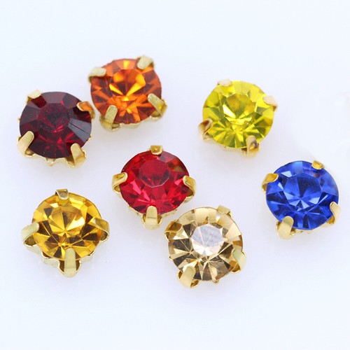 3mm-8mm Sew on Golden Setting Glass Crystal Rhinestone Jewelry Accessories Beads - Picture 3 of 37